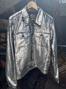 ASOS Silver Sequin Jean Jacket